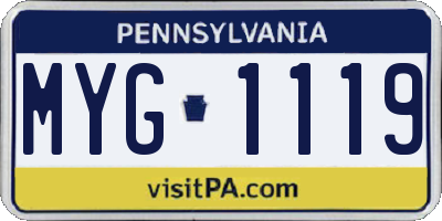 PA license plate MYG1119