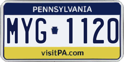 PA license plate MYG1120
