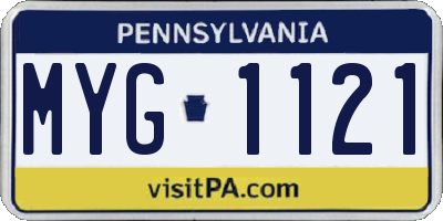 PA license plate MYG1121