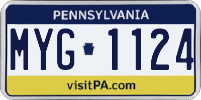 PA license plate MYG1124