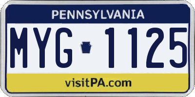 PA license plate MYG1125
