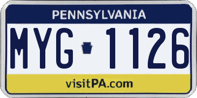 PA license plate MYG1126