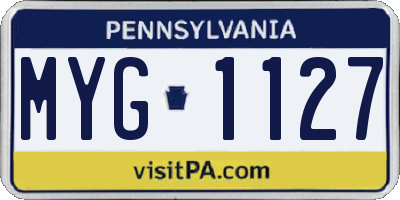 PA license plate MYG1127