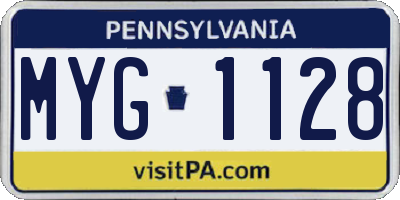 PA license plate MYG1128