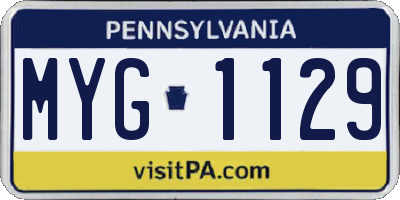 PA license plate MYG1129