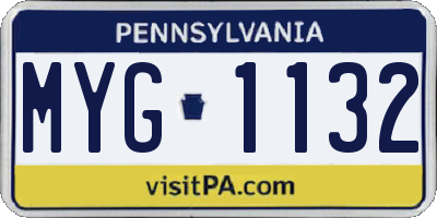 PA license plate MYG1132