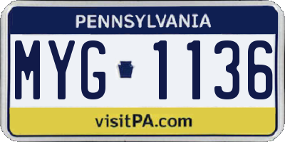 PA license plate MYG1136