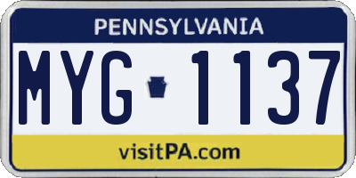 PA license plate MYG1137