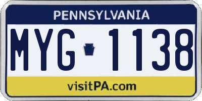 PA license plate MYG1138