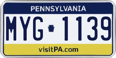 PA license plate MYG1139