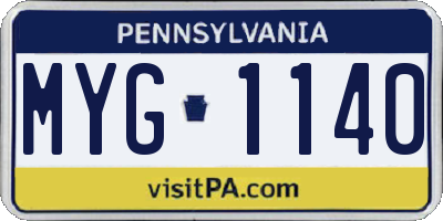 PA license plate MYG1140