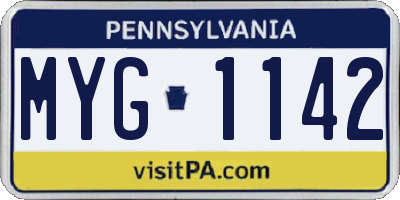 PA license plate MYG1142