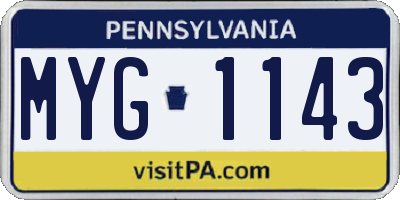 PA license plate MYG1143