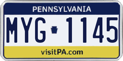 PA license plate MYG1145