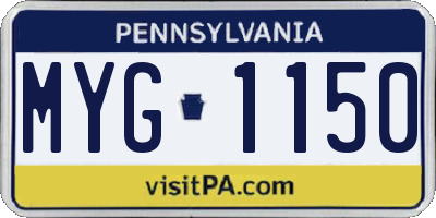 PA license plate MYG1150