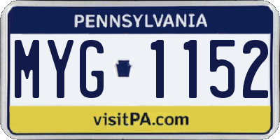 PA license plate MYG1152