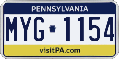 PA license plate MYG1154