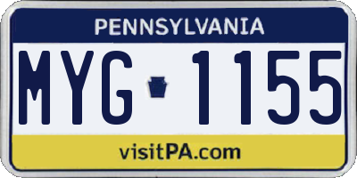 PA license plate MYG1155