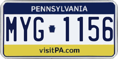 PA license plate MYG1156