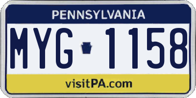 PA license plate MYG1158