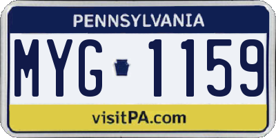 PA license plate MYG1159