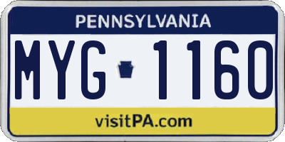 PA license plate MYG1160