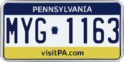 PA license plate MYG1163