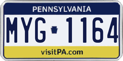 PA license plate MYG1164