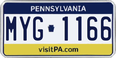 PA license plate MYG1166