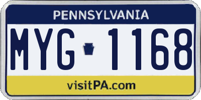 PA license plate MYG1168