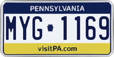 PA license plate MYG1169