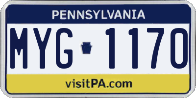 PA license plate MYG1170