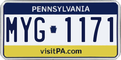 PA license plate MYG1171