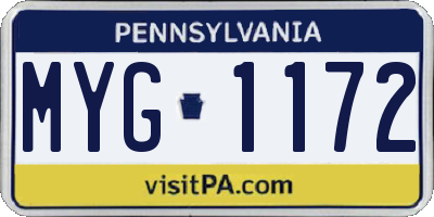 PA license plate MYG1172