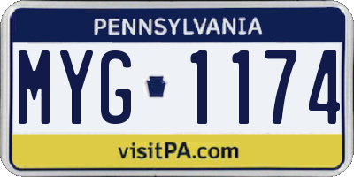 PA license plate MYG1174