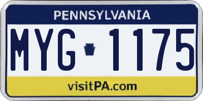 PA license plate MYG1175