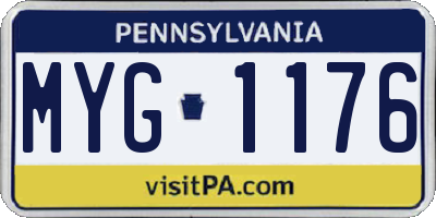 PA license plate MYG1176