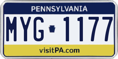PA license plate MYG1177