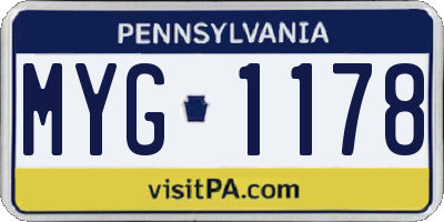 PA license plate MYG1178