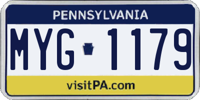 PA license plate MYG1179