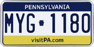 PA license plate MYG1180