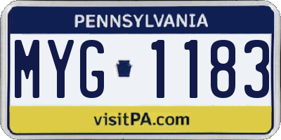 PA license plate MYG1183