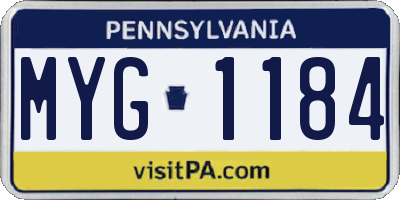 PA license plate MYG1184