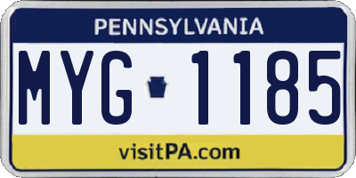 PA license plate MYG1185