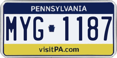 PA license plate MYG1187