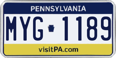 PA license plate MYG1189