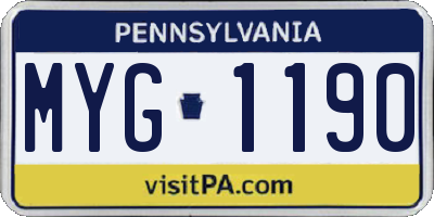 PA license plate MYG1190