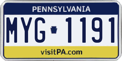 PA license plate MYG1191