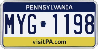 PA license plate MYG1198