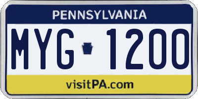 PA license plate MYG1200